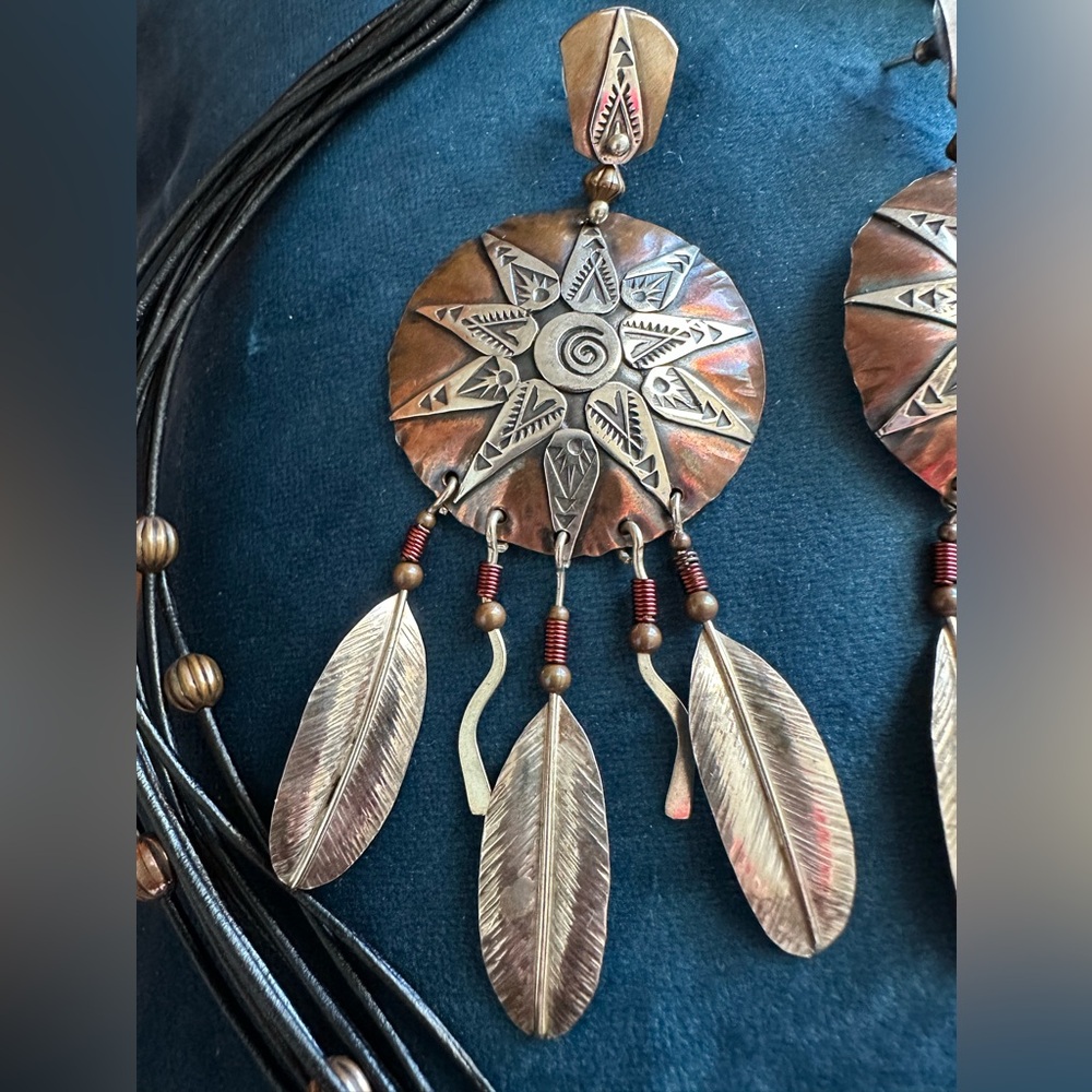 Earrings and Nicklace Jewelry Set -“Princess Warrior “ /Boho, Western, Native . - Picture 10 of 15